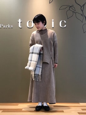 「Green　Parks（グリーンパークス）の・SUGAR SPOON メランジメローstハイネック＊（Tシャツ/カットソー、ブラウン系）」を使った、たかやまゆいさん（レディース・153cm）の冬コーディネート