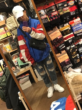 「AF1」｜「アイテム（ナイロンジャケット）」を使った、SHOSEIさん（メンズ・163cm）の冬コーディネート