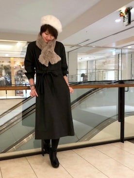 「チドリ柄」｜「アイテム（ワンピース/ドレス）」を使った、KATHARINEROSS さん（レディース・156cm）の冬コーディネート