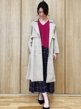 「KATHARINE ROSS（キャサリンロス）のアイテム（トレンチコート）」を使った、KATHARINEROSS さん（レディース・158cm）の冬コーディネート