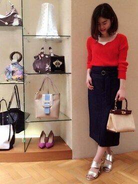 「KATHARINE ROSS（キャサリンロス）のアイテム（かごバッグ）」を使った、KATHARINEROSS さん（レディース・152cm）の春コーディネート