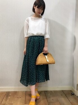 「KATHARINE ROSS（キャサリンロス）のアイテム（かごバッグ）」を使った、KATHARINEROSS さん（レディース・161cm）の春コーディネート