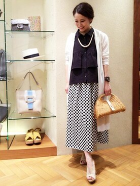「KATHARINE ROSS（キャサリンロス）のアイテム（かごバッグ）」を使った、KATHARINEROSS さん（レディース・154cm）の夏コーディネート