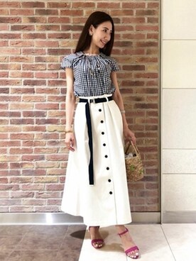 「KATHARINE ROSS（キャサリンロス）のアイテム（かごバッグ）」を使った、KATHARINEROSS さん（レディース・159cm）の夏コーディネート