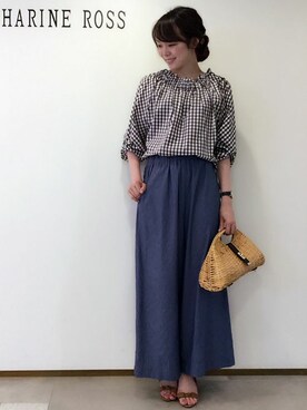 「KATHARINE ROSS（キャサリンロス）のアイテム（かごバッグ）」を使った、KATHARINEROSS さん（レディース・163cm）の夏コーディネート