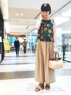 「Casselini（キャセリーニ）のアイテム（かごバッグ）」を使った、KATHARINEROSS さん（レディース・156cm）の夏コーディネート