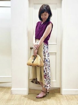 「KATHARINE ROSS（キャサリンロス）のアイテム（かごバッグ）」を使った、KATHARINEROSS さん（レディース・162cm）の夏コーディネート