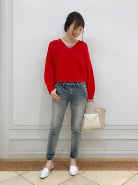 「KATHARINE ROSS（キャサリンロス）のアイテム（デニムパンツ）」を使った、KATHARINEROSS さん（レディース・161cm）の冬コーディネート