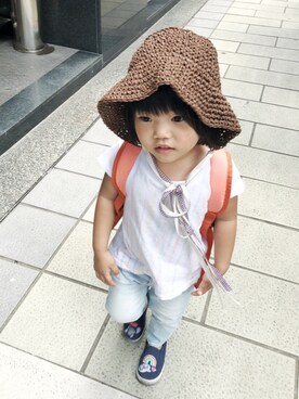 「OSHKOSH（オシュコシュ）のアイテム（シューズ）」を使った、ᴋᴀᴏʀᴜさん（キッズ・90cm）の秋コーディネート
