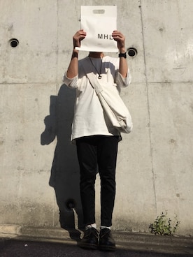 「MHL.（エムエイチエル）のアイテム（財布/小物）」を使った、まーちゃんさん（メンズ・169cm）の夏コーディネート