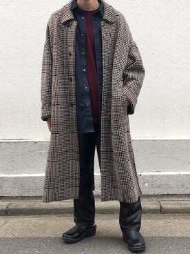 「アイテム（ステンカラーコート）」を使った、shopiiii23さん（メンズ・174cm・20代）の冬コーディネート