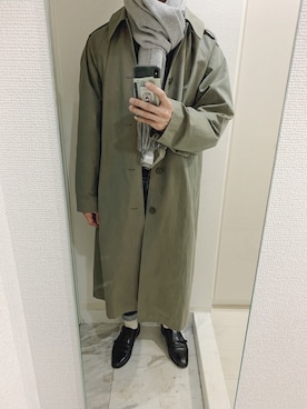 「MACKINTOSH PHILOSOPHY（ﾏｯｷﾝﾄｯｼｭ ﾌｨﾛｿﾌｨｰ）のアイテム（ステンカラーコート）」を使った、atsushiさん（メンズ・177cm）の秋コーディネート