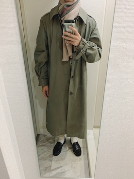 「MACKINTOSH PHILOSOPHY（ﾏｯｷﾝﾄｯｼｭ ﾌｨﾛｿﾌｨｰ）のアイテム（ステンカラーコート）」を使った、atsushiさん（メンズ・177cm）の秋コーディネート