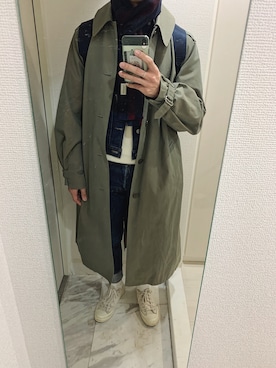 「MACKINTOSH PHILOSOPHY（ﾏｯｷﾝﾄｯｼｭ ﾌｨﾛｿﾌｨｰ）のアイテム（ステンカラーコート）」を使った、atsushiさん（メンズ・177cm）の秋コーディネート