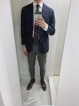 「A.P.C.（アーペーセー）のアイテム（スラックス）」を使った、atsushiさん（メンズ・177cm）の冬コーディネート