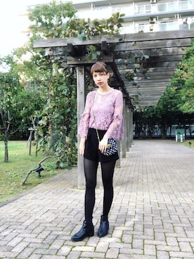 「LOWRYS FARM（ローリーズファーム）のサイドゴアブーツ　730777 （ブーツ）」を使った、annaさん（レディース・165cm）の秋コーディネート