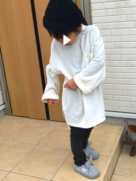 「AZUL by moussy（アズールバイマウジー）のアイテム（ニットキャップ/ビーニー）」を使った、guumamaさん（キッズ・110cm）の秋コーディネート
