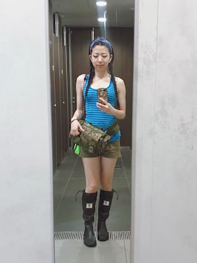 「ROXY（ロキシー）のアイテム（パンツ）」を使った、ミユキ✞さん（レディース・157cm）の夏コーディネート