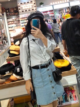 「休闲」｜「アイテム（キャスケット）」を使った、远晨さん（レディース・163cm）の秋コーディネート