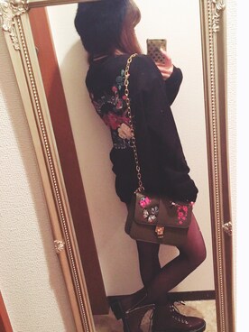 「マーチン風ブーツ」｜chama❤︎さん（レディース・152cm）の春コーディネート