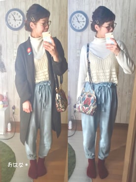 「chambre de charme（シャンブルドゥシャーム）のアイテム（バッグ）」を使った、おはな＊さん（レディース・163cm）の冬コーディネート