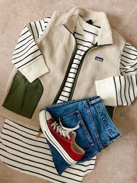 「ワッフル」｜「アイテム（ダウンベスト）」を使った、なおさん（レディース・154cm）の秋コーディネート