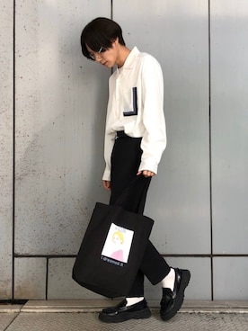 「JUNRED（ジュンレッド）のアイテム（トートバッグ）」を使った、omatsuさん（メンズ・169cm）の春コーディネート