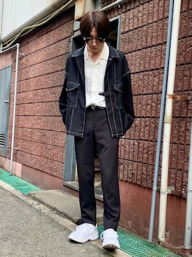 「ステッチ」｜「アイテム（ブルゾン）」を使った、omatsuさん（メンズ・169cm）の春コーディネート
