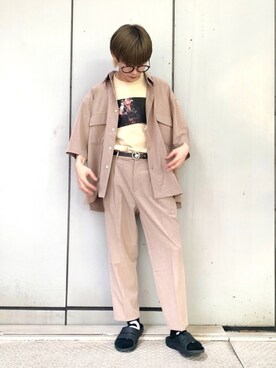 「JUNRED（ジュンレッド）のアイテム（サンダル）」を使った、omatsuさん（メンズ・169cm）の夏コーディネート
