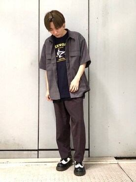 「JUNRED（ジュンレッド）の【AIR DRY/エアドライ】ワイドパンツ（その他パンツ）」を使った、omatsuさん（メンズ・169cm）の夏コーディネート