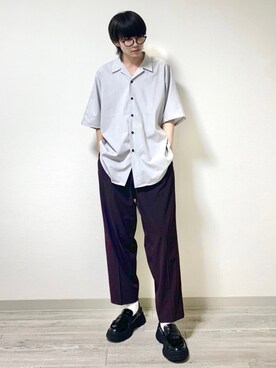 「JUNRED（ジュンレッド）の【AIR DRY/エアドライ】ワイドパンツ（その他パンツ）」を使った、omatsuさん（メンズ・169cm）の夏コーディネート