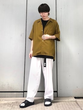 「JUNRED（ジュンレッド）のアイテム（サンダル）」を使った、omatsuさん（メンズ・169cm）の夏コーディネート