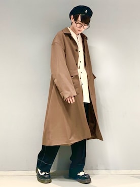 「JUNRED（ジュンレッド）のアイテム（ステンカラーコート）」を使った、omatsuさん（メンズ・169cm）の秋コーディネート