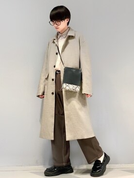 「JUNRED（ジュンレッド）のアイテム（ステンカラーコート）」を使った、omatsuさん（メンズ・169cm）の秋コーディネート