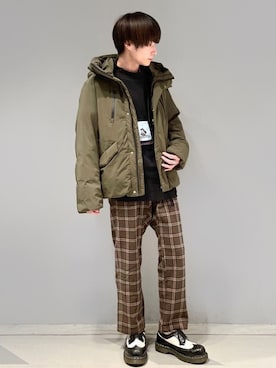 「JUNRED（ジュンレッド）のアイテム（ダウンジャケット/コート）」を使った、omatsuさん（メンズ・169cm）の秋コーディネート