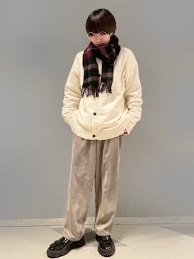 「赤チェック」｜「アイテム（その他）」を使った、omatsuさん（メンズ・169cm）の冬コーディネート