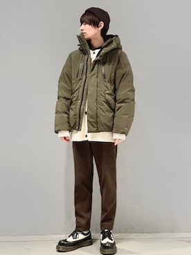 「JUNRED（ジュンレッド）のアイテム（ダウンジャケット/コート）」を使った、omatsuさん（メンズ・169cm）の冬コーディネート