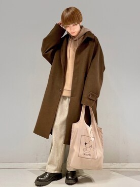 「JUNRED（ジュンレッド）のアイテム（ステンカラーコート）」を使った、omatsuさん（メンズ・169cm）の冬コーディネート