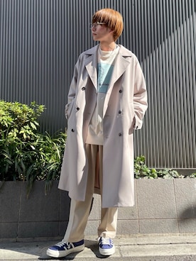 「JUNRED（ジュンレッド）のアイテム（トレンチコート）」を使った、omatsuさん（メンズ・169cm）の冬コーディネート