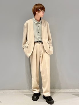 「JUNRED（ジュンレッド）のアイテム（ノーカラージャケット）」を使った、omatsuさん（メンズ・169cm）の冬コーディネート