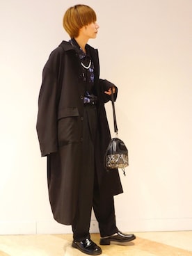 「JUNRED（ジュンレッド）のアイテム（ステンカラーコート）」を使った、omatsuさん（メンズ・169cm）の春コーディネート