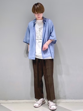 「JUNRED（ジュンレッド）のアイテム（サンダル）」を使った、omatsuさん（メンズ・169cm）の夏コーディネート