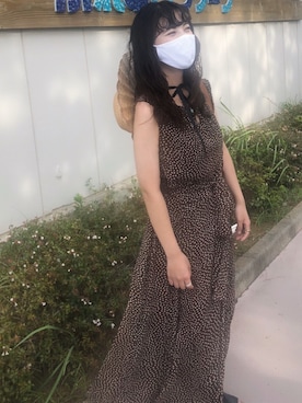 「古着のアイテム（ワンピース/ドレス、ブラウン系）」を使った、Kさん（レディース・154cm）の夏コーディネート