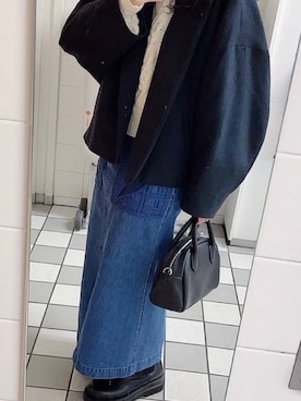 「mame（マメ）のアイテム（ジャケット/アウター）」を使った、Kさん（レディース・154cm）の春コーディネート