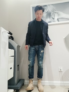 「DSQUARED2（ディースクエアード）のアイテム（ライダースジャケット）」を使った、daniel2915さん（メンズ・172cm）の春コーディネート