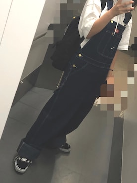 「youthloser」｜「アイテム（オールインワン・サロペット）」を使った、ま左衛門さん（レディース・156cm）の春コーディネート