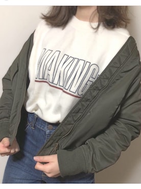 「moussy」｜「アイテム（MA-1）」を使った、Mさん（レディース・164cm）の秋コーディネート