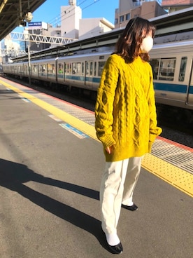 「LOWRYS FARM（ローリーズファーム）のセンタープレスカラーフレアパンツ　870189（その他パンツ）」を使った、anohさん（レディース・158cm）の冬コーディネート