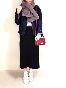 「earth music&ecology（アースミュージックアンドエコロジー）のアイテム（その他アウター）」を使った、yumi.さん（レディース・151cm）の冬コーディネート
