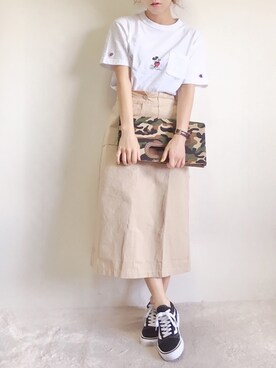 yumi.さんの「サイドポケットロングスカート」を使ったコーディネート